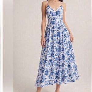 Floral Blue and White Maxi Dress